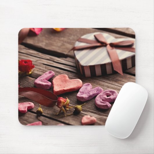 Wort-Liebe mit Geschenk Herzgeformtem Valentines Mousepad (Mit Mouse)