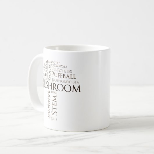 Wort-Pilz-Tasse (Brown-Text) Kaffeetasse (Vorderseite Links)