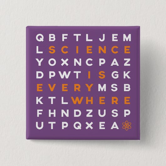 Wort-Puzzlespiel Button Wissenschaft ist überall (Vorderseite)