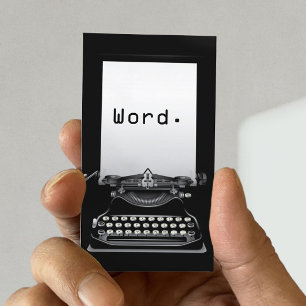 "Wort." Schreibmaschine Schlicht Black Writer Visitenkarte