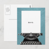 "Wort." Vintage Schreibmaschine Türkis Postkarte (Vorne/Hinten)