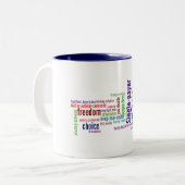 Wort-Wolken-Tasse Zweifarbige Tasse (Vorderseite Links)