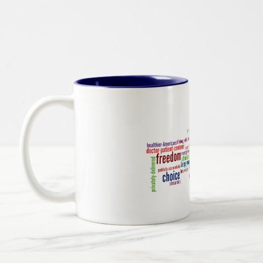 Wort-Wolken-Tasse Zweifarbige Tasse (Links)