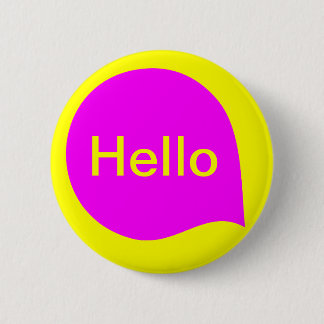 Wortblase - Magenta auf Gelb Button