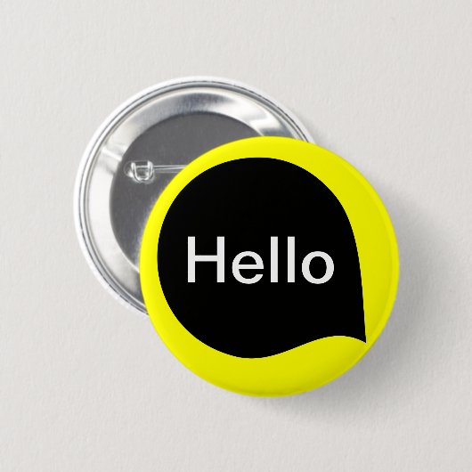 Wortblase - Schwarz auf Gelb Button (Vorne & Hinten)