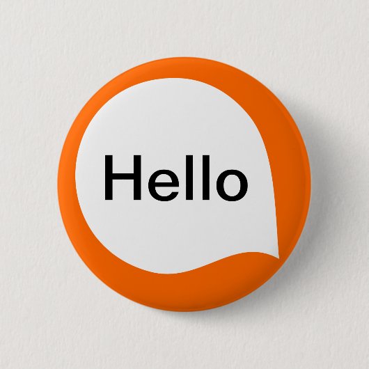 Wortblase - Weiß auf Orange Button (Vorderseite)