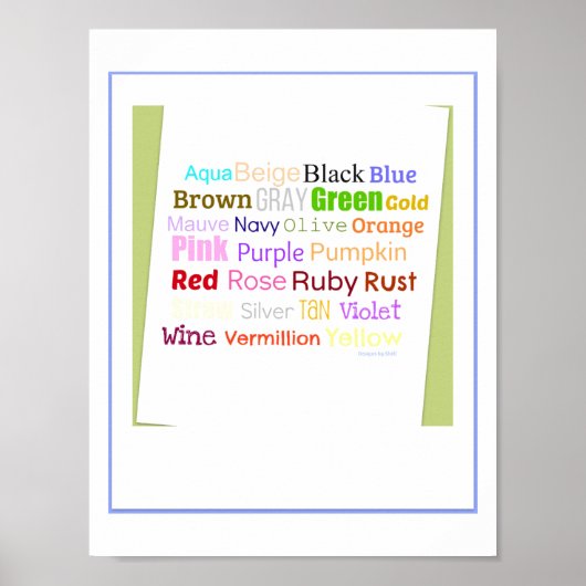 Wortcollage für Farben Poster (Vorne)