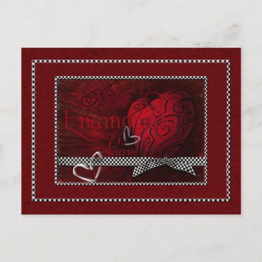 Worte der Liebe Rotes Herz Postkarte (Vorderseite)