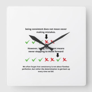 Worte der Motivation Quadratische Wanduhr