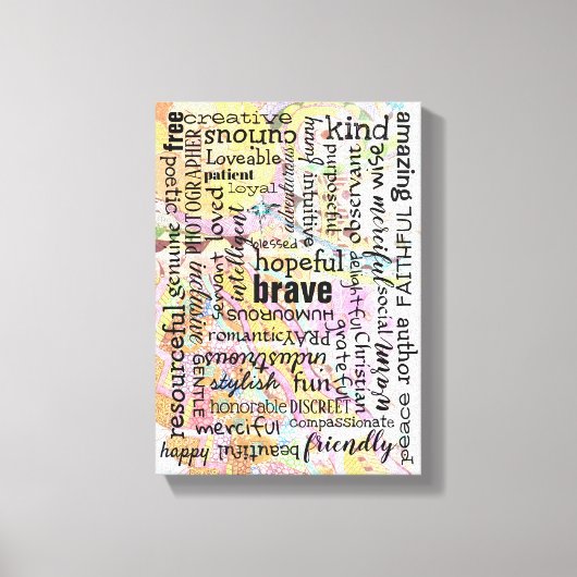 Worte der Unterstützungskollage Leinwanddruck (Vorderseite)