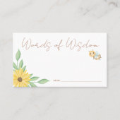 Worte der Weisheit Hummel Wasserfarbe Kinderdusche Visitenkarte (Vorderseite)