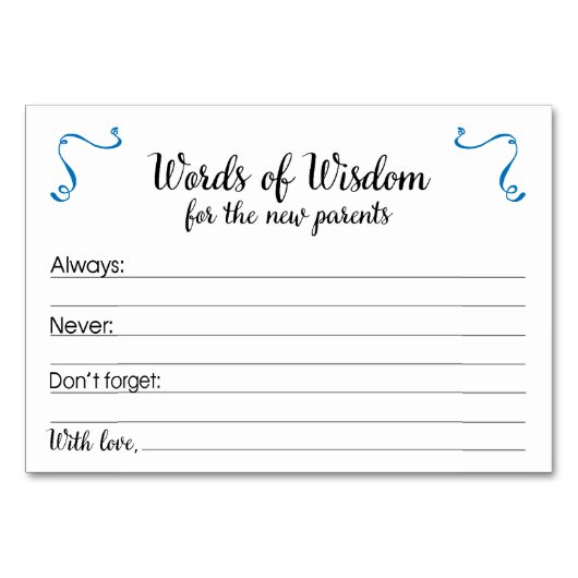 Worte der Weisheit Kinderbetreuung Kinderbetreuung Tischnummer (Vorderseite)