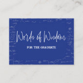 Worte der Weisheit Mathematik Abschluss rät Blue Begleitkarte (Vorderseite)