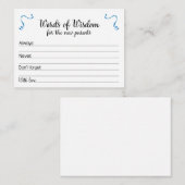 Worte der Weisheit Neue Eltern Kinderdusche Hinweiskarte (Vorne/Hinten)