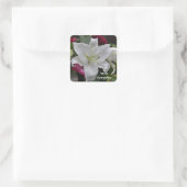 Worte des Beileids von Janz White Lily Quadratischer Aufkleber (Tasche)