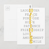 Worte des GLÜCKS in Goldschrift Postkarte (Vorne/Hinten)