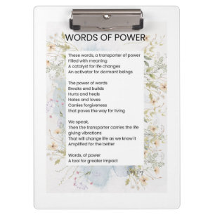 Worte des Powers, die Gedichte beleben Klemmbrett