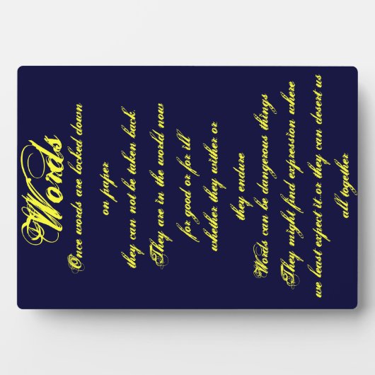 Worte ...Plaque Fotoplatte (Vorderseite)