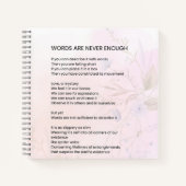 Worte sind nie genug - Gedichte ermutigen Notizblock (Vorderseite)