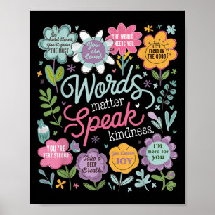 Worte sprechen für Freundlichkeit Inspirierende Bl Poster