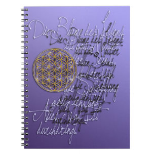 Worte über Flower Of Life / deutsch Notizblock
