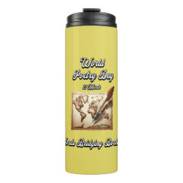 Worte überbrücken Grenzen. Weltpoetentag Thermosbecher