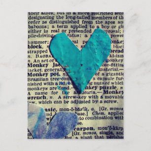 Worte und Herzen Abstrakte Collage Postkarte