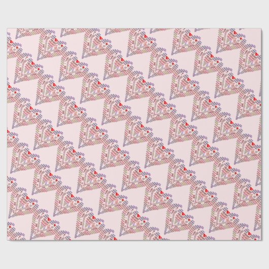 Wörter aus dem Papier zum Ablesen des Herzens Geschenkpapier (Flach)