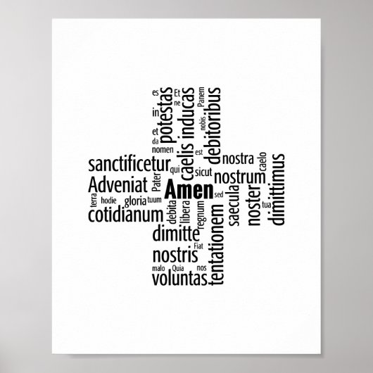 Wörter aus dem Pater Noster auf Latein Poster (Vorne)