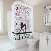 Wörter der Gymnastik-Terminologie mit Monogramm Duschvorhang (Beispiel)