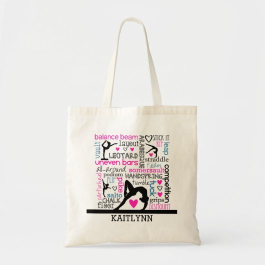 Wörter der Gymnastik-Terminologie mit Monogramm Tragetasche (Vorne)