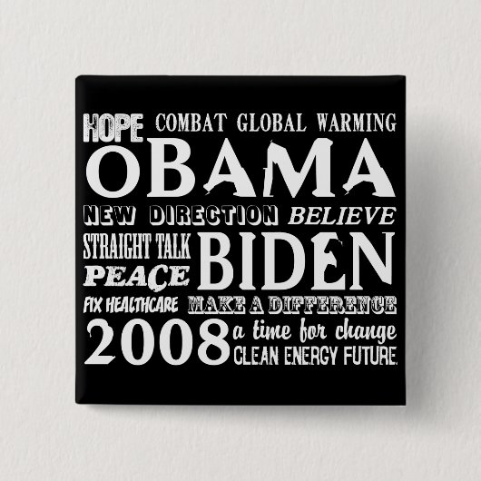 Wörter der Hoffnung Obama u. Biden 2008 des Button (Vorderseite)