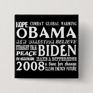 Wörter der Hoffnung Obama u. Biden 2008 des Button