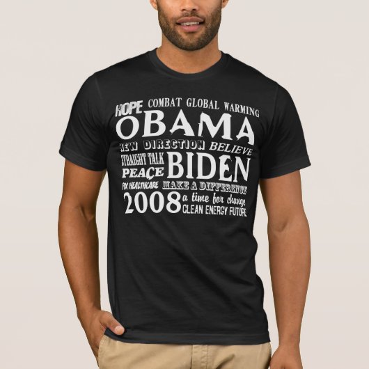 Wörter der Hoffnung Obama u. Biden 2008 des T-Shirt (Vorderseite)