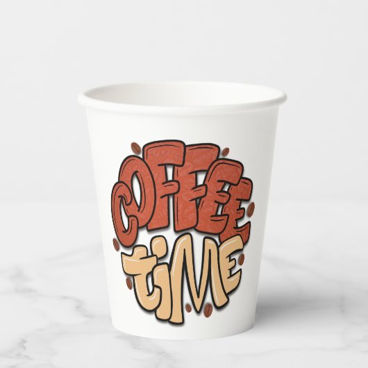 Wörter der Kaffeezeitkalligraphie Pappbecher (Vorderseite)