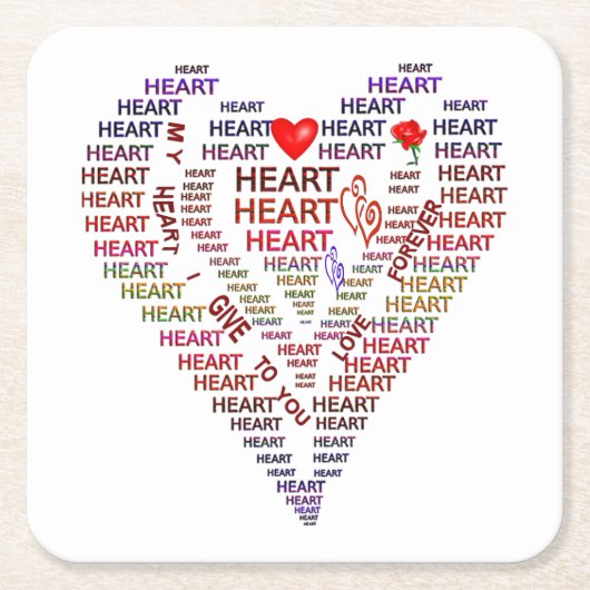 Wörter der Untersetzer des Herzplatzes (Vorderseite)