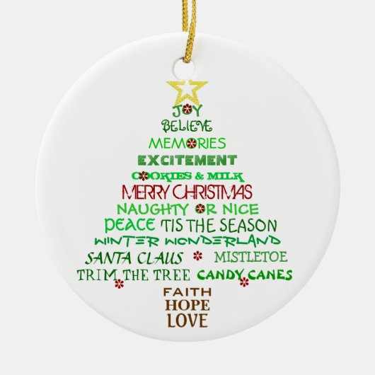 Wörter der Weihnachtsbaum-Verzierung Keramik Ornament (Vorne)