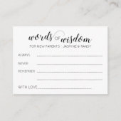 Wörter der Weisheit Kinderdusche Neue Eltern Ratsc Hinweiskarte (Vorderseite)