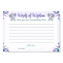 Wörter der Weisheitsratgeber Twin Girl Shower Card