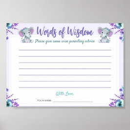 Wörter der Weisheitsratgeber Twin Girl Shower Card Poster