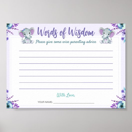 Wörter der Weisheitsratgeber Twin Girl Shower Card Poster (Vorne)