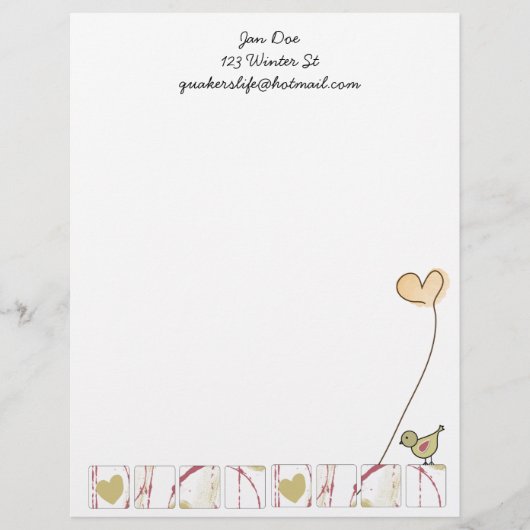 Wörter des Hoffnungs-Briefkopfes Briefbogen (Vorderseite)