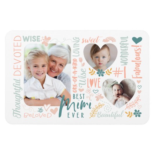 Wörter für das beste Mimi-Ever-Grandkids-FotoColla Magnet (Horizontal)