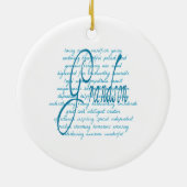 Wörter für Grandson in Blau Keramikornament (Hinten)