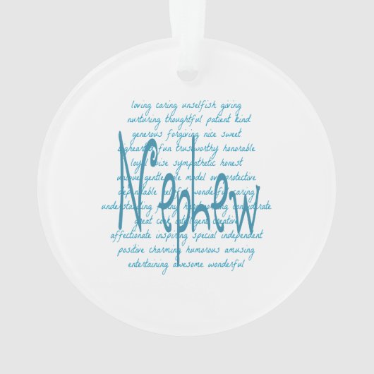 Wörter für Nephew in blau Ornament (Rückseite)