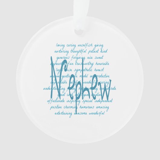 Wörter für Nephew in blau Ornament (Vorderseite)