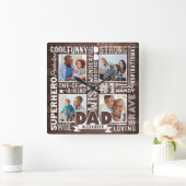 Wörter für Vater 1 Rustikale Holzkörnerkollektion Quadratische Wanduhr (Zuhause)