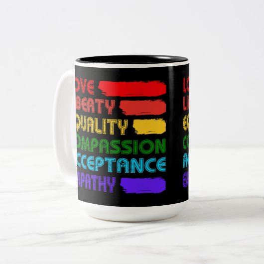 Wörter, mit denen man leben soll zweifarbige tasse (Vorderseite Links)