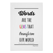 Wörter sind Edelsteine (nur Text) Poster (Vorderseite)