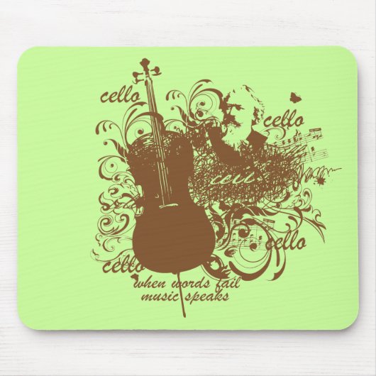 Wörter versagen Musik spricht Cello-Musiker Mousepad (Vorne)